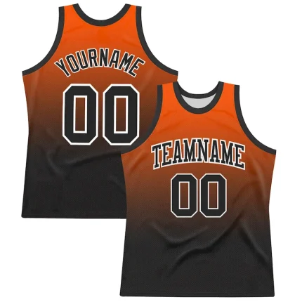 Custom Orange Black-White Gradient Square Shapes Round Neck Sublimation Basketball Suit Jersey
